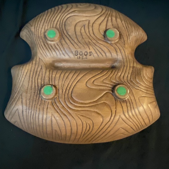 01 Mid century modern ashtray 9" Pottery Brown Glaze Made In USA Large - Picture 3 of 6